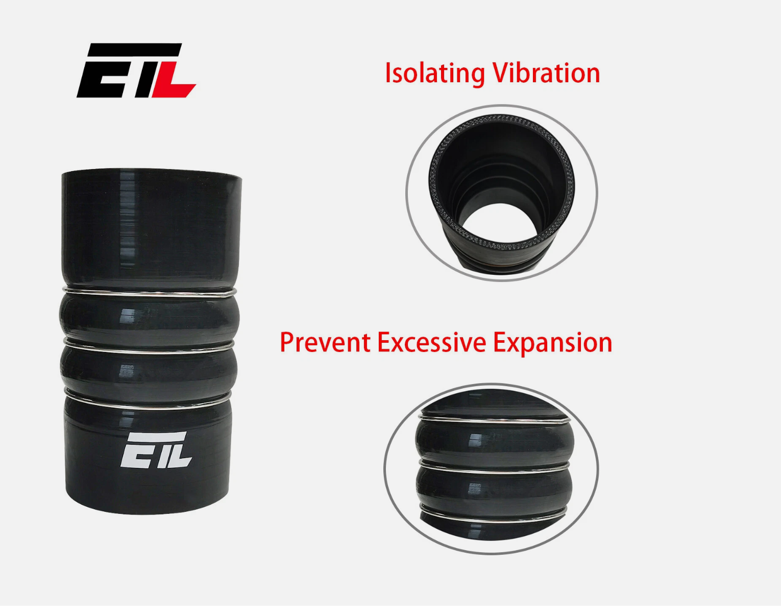 3 Ring High Temperature CAC Hose - BLACK