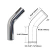 ETL Performance Proudcts  45 Degree Exhaust Bend Pipe, Aluminum Intercooler Piping Universal Air Intake Elbow Tube